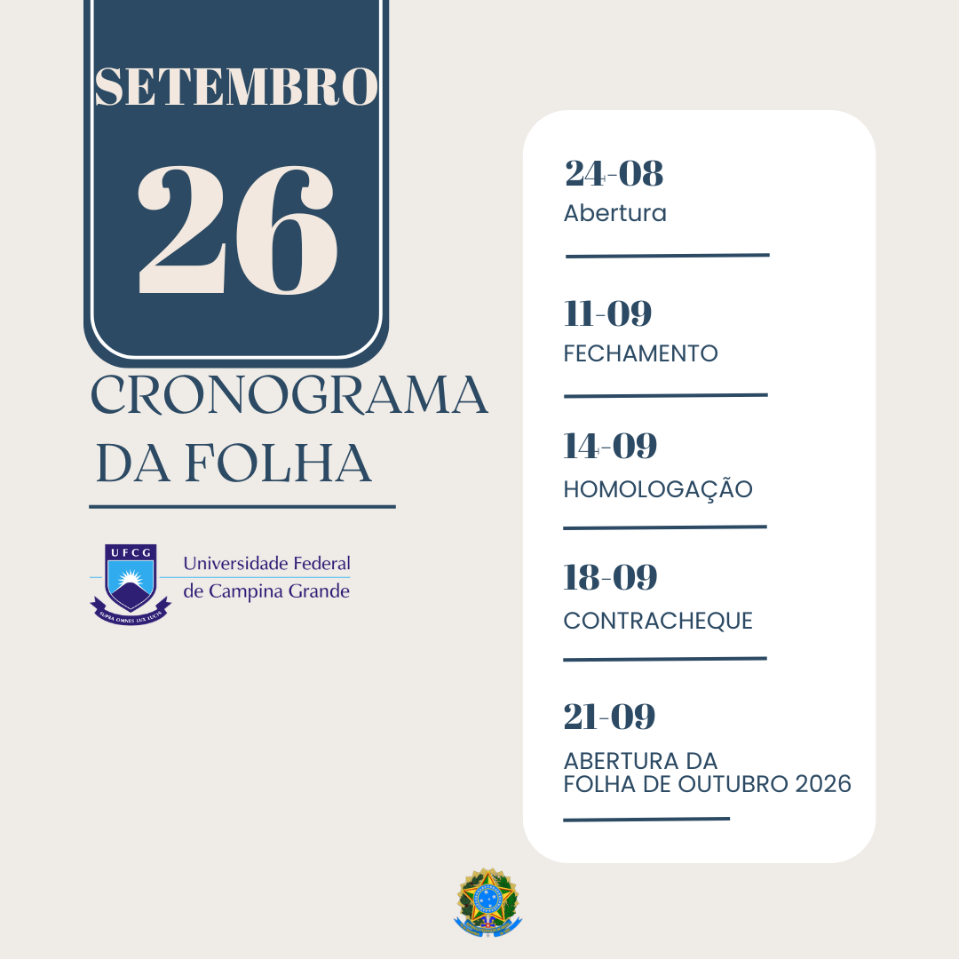 Cronograma da folha Junho 2026