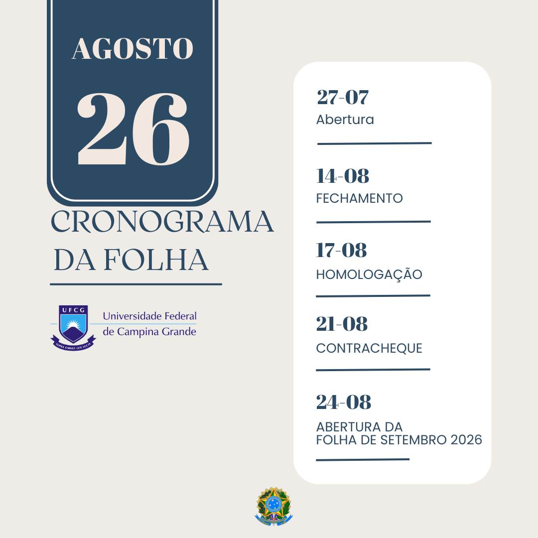 Cronograma da folha Junho 2026