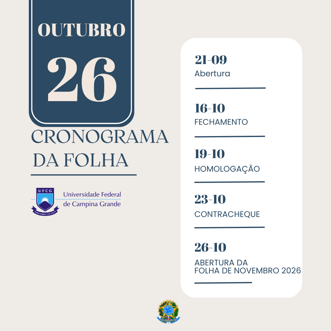 Cronograma da folha Junho 2026