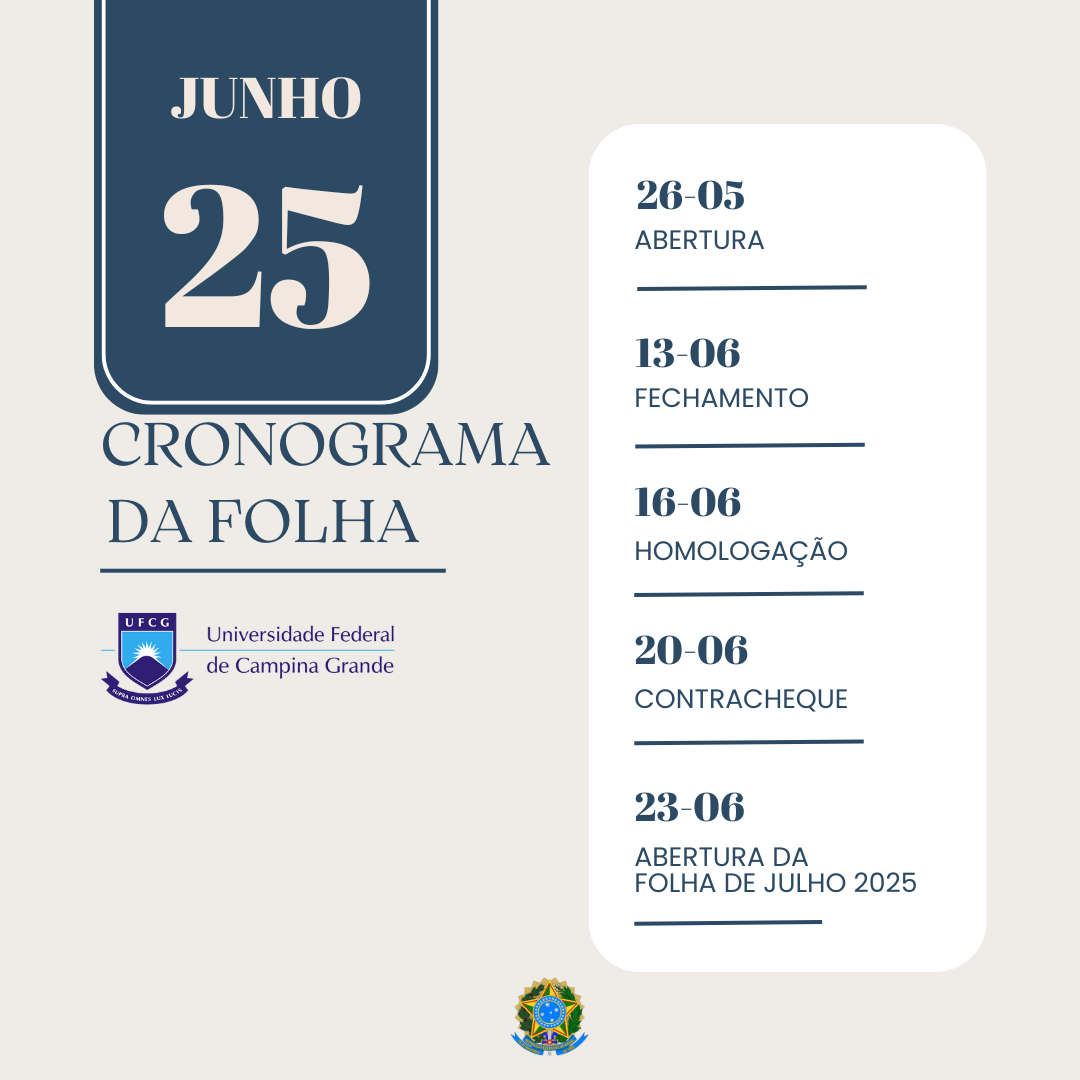 Cronograma da folha junho 2025