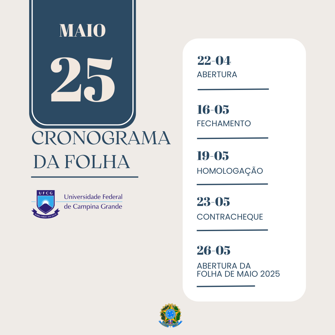 Cronograma da folha maio 25 